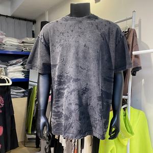 Custom logo Burn-out Print Acid Wash 100% <b>Polyester</b> Soft Regular Fit Vintage Streetwear Blank Skipped Stitch Loose <b>Tshirt</b> Men - Product Image 5