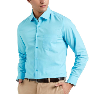 Chemise Homme Tissée Unie Classique à Manches Longues Coupe Slim Tendance en Polyester/Coton Anti-Plis Col Montant Qualité Supérieure - Product Image 2