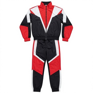 YOURBRAND Men's Color Blocking Track Suit Set Sporty <b>Zip</b>-Up Jacket & Pants Breathable 100% Cotton Winter Wear - Product Image 2