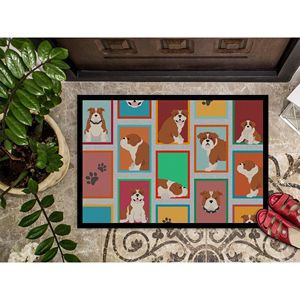 24H X 36W English Bulldog Indoor/Outdoor <b>Doormat</b> Low Pile Non-Slip <b>Washable</b> Red White Front Door Rug Easy Entryway Access - Product Image 3
