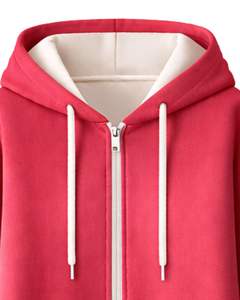 Sudadera con capucha larga personalizada con cremallera, roja, para mujer, abrigo de invierno con forro polar, ropa exterior informal con bolsillos, fabricante mayorista OEM personalizado - Product Image 3