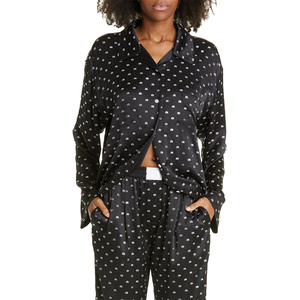 Conjunto de Pijamas de Franela Casuales de Verano para Mujer, Diseño Personalizado ODM, Sexy, Azul Marino, Manga Larga, Transpirable, Fibra de Bambú, Cómodo - Product Image 4