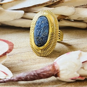 New Arrival <b>Lapis</b> <b>Lazuli</b> <b>Rings</b> Tribal Sunburst Bands Boho Brass Jewelry For Women Gold Plated Vintage Statement <b>Rings</b> Wholesale - Product Image 4