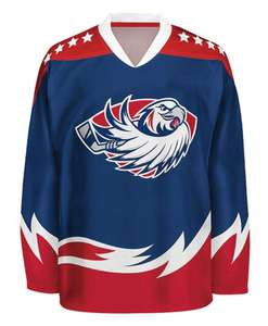 Maillot et pantalon de hockey sur glace personnalisés à col en V et manches longues, imprimés par transfert thermique, en polyester respirant, OEM ODM, vente en gros - Product Image 2