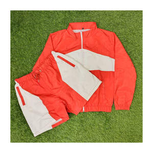 Custom Mens Cotton <b>Knitted</b> Solid Hooded Windbreaker Shorts <b>Set</b> Lightweight Zip Jacket Two Piece Sportswear Travel Outfit Unisex - Product Image 1