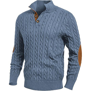 Pull classique anti-boulochage pour homme, col rond, en viscose/coton, tricot doux, essentiel pour l'hiver, décontracté, avec logo frontal - Product Image 1