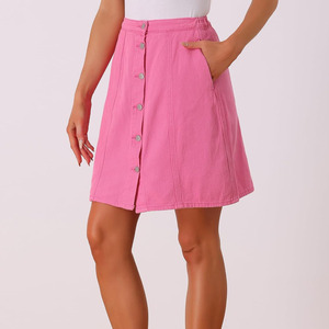 Mini-jupe en jean de coton personnalisée de haute qualité pour femmes, taille haute, avec boutons, style Y2K, vente en gros OEM - Product Image 2