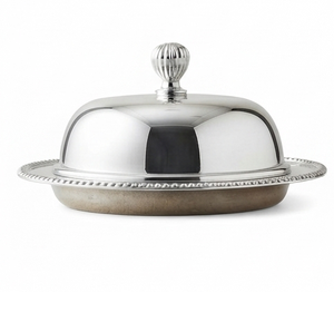 Vaisselle en métal poli argenté, beurrier en acier inoxydable avec couvercle, utilisation en cuisine, décoration de fête, design minimaliste - Product Image 4