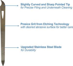 Lot de 6 limes à ongles zébrées de 5,5 pouces, double face, en acier inoxydable, à motif droit, pointe incurvée et aiguisée, pour ongles des pieds, fines, durables, neuves - Product Image 4