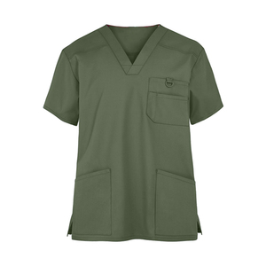 Men's Olive Green <b>Scrub</b> <b>Set</b> Cotton Polyester Woven Hospital Uniform Pants V-Neck <b>Set</b> - Product Image 2