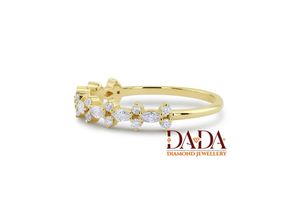 Anillo de Eternidad de Diamantes Florales de Lujo para Mujer, Anillo de Boda con Diamantes Marquise y Redondos, Anillo Apilable Elegante, Regalo de Aniversario - Product Image 4