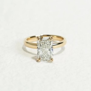 Trisha Jewels <b>Emerald</b> Cut Moissanite Diamond Solitaire Engagement <b>Ring</b> 925 Sterling <b>Silver</b> Classic Four Prong Setting IGI - Product Image 1