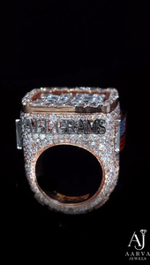 <b>Rose</b> <b>Gold</b> Color Rhodium Plated Moissanite Wedding <b>Ring</b> Square Halo Prong Set Hip Hop Band for <b>Men</b> Gift - Product Image 3