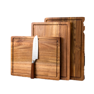 Planche à découper portable en bois d'acacia avec rigole à jus, plateau à fromage pour la cuisine, la maison ou l'extérieur - Product Image 1