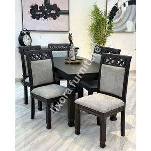 Luxury Handcrafted Solid Wood 6 Seater Dining <b>Table</b> Set Premium Dark <b>Walnut</b> Finish Modern Home Decor - Product Image 5