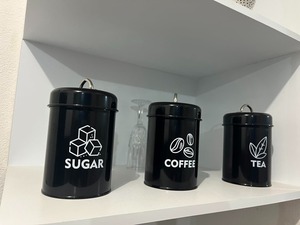 Metal Coffee Tea Sugar Canisters Set With Lid Stylish Black Kitchen Storage Containers Perfect For Pantry Organization - Product Image 3