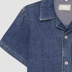 Camiseta Casual de Mezclilla para Niños con Cuello Camisero y Cierre de Botones para Compradores al por Mayor, Ropa de Exterior Moderna con Logotipo 2026 - Product Image 3