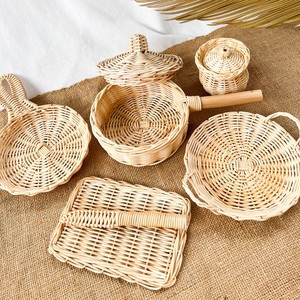 Rattan cooking <b>toys</b> handmade kid kitchen <b>tool</b> play set natural woven miniature cookware <b>toy</b> - Product Image 6