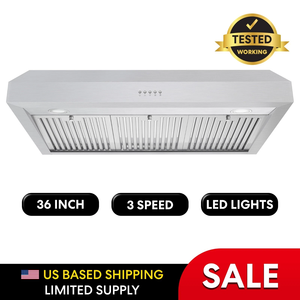 36 i-n U-n-d-e-r C-a-b-i-n-e-t R-a-n-g-e H-o-o-d 3-P-r-o-n-g P-l-u-g Stainless S-t-e-e-l L-E-D - Product Image 5