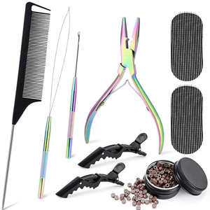 Kit de alicates profesionales para instalación de extensiones de cabello, para microanillos, nanoanillos y extensiones de cabello por fusión, juego de herramientas de salón de alta resistencia - Product Image 1
