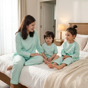Haute soie couleur personnalisée quatre saisons vêtements de nuit pour tout-petits pyjamas ensemble groupe d'âge enfants pour bébé garçon fille famille correspondant en gros - Product Image 1