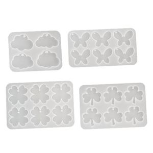 Molde de Silicona de Resina para Llavero con Colgante de Trébol de Cuatro Hojas, Mariposa y Nube - Product Image 5