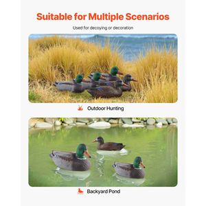 Señuelos de pato flotantes realistas con diseño de natación con peso centrado, señuelo de plástico para caza al aire libre, para piscina, equipo de caza de patos. - Product Image 6