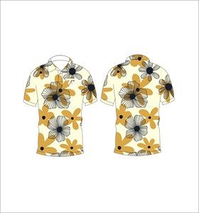 Polo con estampado floral color crema y mostaza para hombre, informal, de manga corta, a la moda, para verano, para golf - Product Image 3