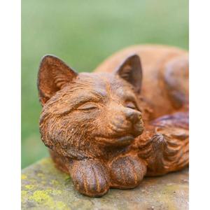 Rust Finish Cast Iron Sleeping Fox <b>Ornament</b> For Garden Decoration Supplies - Product Image 6