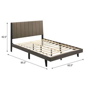 Letto Queen Size Marrone e Grigio Anticato, Elegante e Imbottito - Product Image 5