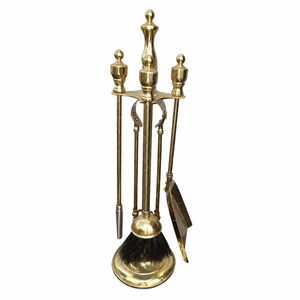 Custom Manufacturer Brass Fireplace <b>Tool</b> Set Heavy Duty Polished Gold <b>Fire</b> <b>Tools</b> Set With Stand Vintage Hearth Accessories - Product Image 1