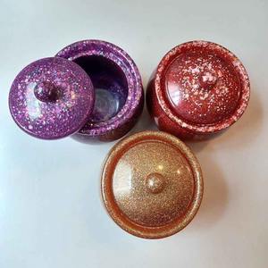 Pot décoratif en résine haut de gamme avec couvercle, fait main, pour rangement cuisine, salle de bain, bonbons, thé, café, organisateur domestique - Product Image 5