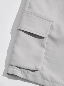 <b>Men's</b> Classic <b>Cargo</b> Shorts with Elastic Waist and Side Pockets 100% Polyester Solid Nonwoven Eco-Friendly Breathable - Product Image 6