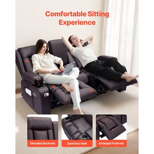 Sofá Reclinable Eléctrico de Dos Plazas con Calefacción, Masaje y Temporizador, Tapizado en Cuero PU - Product Image 6