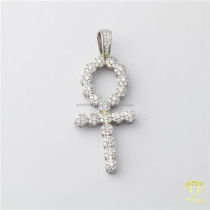 Iced Out Spiritual Cross Charm Pendant With Moissanite Diamond and Gold Tone Finish - Product Image 6