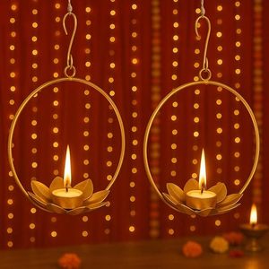 Support de bougie suspendu en laiton avec motif de lotus, résistant à la chaleur, pour la décoration de la maison - Product Image 1