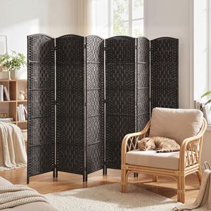 Divisorio Pieghevole a 6 Pannelli per la Privacy, Altezza 6FT, Portatile, in MDF Intrecciato, per Camera da Letto, Caffetteria, Stile Tradizionale - Product Image 2