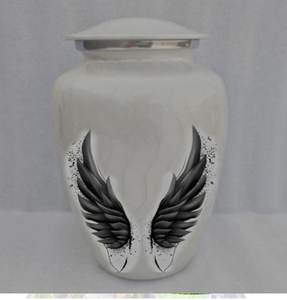 ปีกนางฟ้าบนภาชนะบรรจุอัฐิสีขาวบริสุทธิ์ สัญลักษณ์แห่งการปกป้อง มีจำหน่ายในราคาขายส่ง - Product Image 1