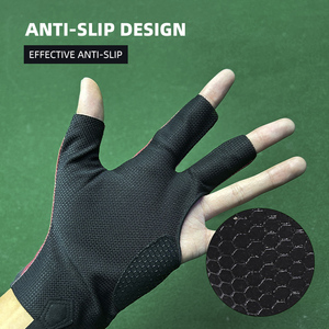 Guante de Billar Rojo y Negro con Diseño de Salpicaduras, Unisex, de Tres Dedos, Duradero, con Doble Costura, para Snooker - Product Image 4