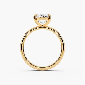 Bague de fiançailles solitaire en or 14 carats avec diamant de laboratoire taille ovale, classique à 4 griffes, bijoux de luxe pour mariage - Product Image 5