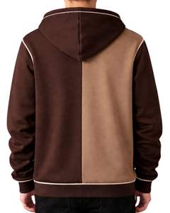 Sudadera con capucha personalizada para hombre, en contraste marrón y camel, con cremallera, de algodón y forro polar, estilo casual urbano, chaqueta de invierno, fabricante personalizado - Product Image 2