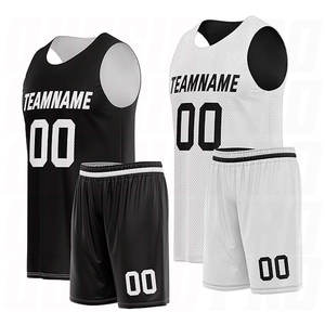 Uniforme de Baloncesto Personalizado en Blanco y Negro, Sublimado, al por Mayor, Conjunto de Camiseta y Pantalones Cortos de Baloncesto de Buena Calidad - Product Image 1