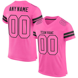 Jersey de Fútbol Americano Rosa Personalizado, Cuello Alto, Manga Corta, Malla Transpirable, Unisex, para Adultos, Nombre del Equipo, Número, Talla Grande - Product Image 1