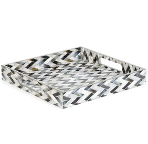 Plateau de service rectangulaire en bois, nouveau design, imprimé émail, pour la maison, la cuisine, les occasions, plateau de service décoratif en provenance d'Inde - Product Image 1