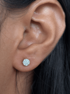 Pendientes de Diamantes Cultivados en Laboratorio, Redondos, 1.00 Ct, Diseño Solitario en Oro, Engaste de Seis Puntas, Joyería Clásica para Mujer - Product Image 1