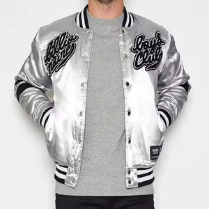 Vestes universitaires en satin de soie tendance, vente en gros, couleur et logo personnalisés, pour hommes, fabriquées au Pakistan - Product Image 3