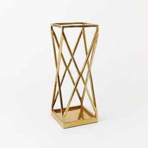 Porte-parapluie moderne minimaliste en acier doré avec plateau de récupération d'eau amovible pour l'entrée de la maison - Product Image 1