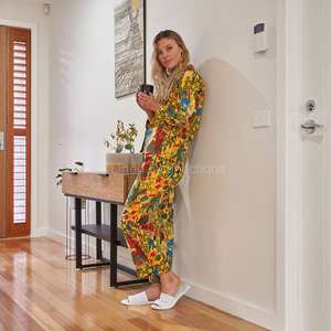 Pigiama da donna in cotone, <span class=keywords><strong>camicia</strong></span> da <span class=keywords><strong>notte</strong></span> estiva da spiaggia, vestaglia morbida in cotone stampato, <span class=keywords><strong>camicia</strong></span> da <span class=keywords><strong>notte</strong></span> lunga stampata con <span class=keywords><strong>bottoni</strong></span>, <span class=keywords><strong>camicia</strong></span> stampata - Product Image 2