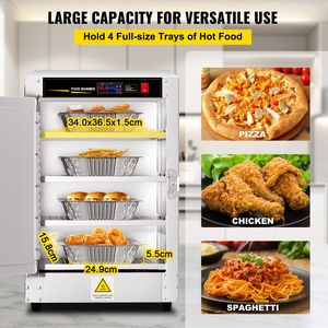 Scaldavivande Professionale 16x16x24" con Vassoio Acqua e 4 Vaschette Catering per Pizza e Polpette da Banco - Product Image 3