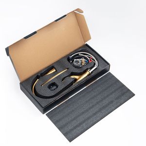 Rubinetto da cucina monocomando a braccio lungo estraibile, color oro, con doccetta estraibile, finitura oro spazzolato, 1 foro - Product Image 1